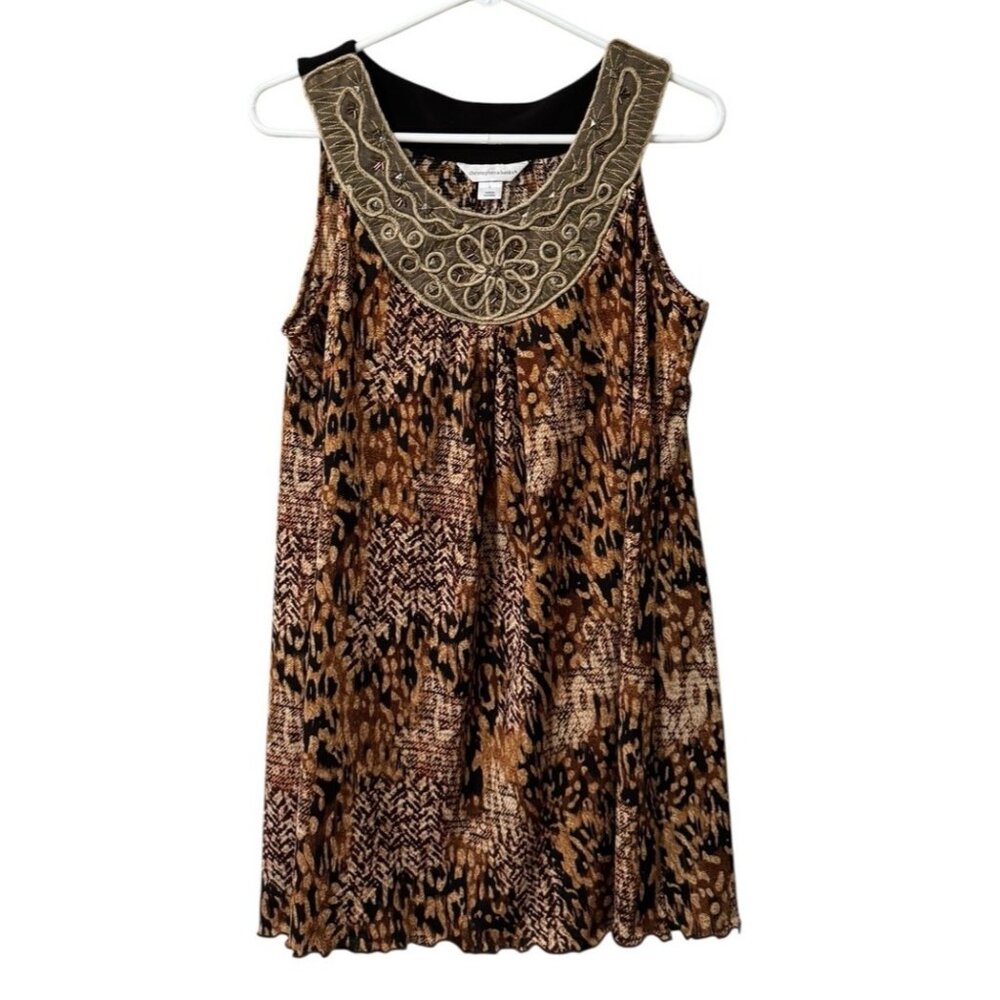 Christopher & Banks Women Sleeveless Blouse Size L Artsy‎ Classic City Fall